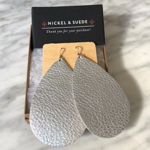 Silver leather earrings